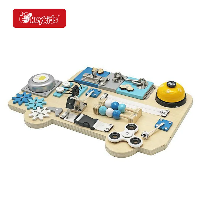 Educational Learning Latches Board Wooden Activity Fidget Board with LED Light W12D335